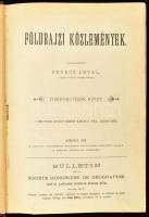 Berecz Antal (szerk.): Földrajzi Közlemények 14. Budapest, 1886, Magyar Földrajzi Társaság. Aranyozott gerincű félvászon kötésben, márványozott lapélekkel, kissé foltos borítóval, címlap alján kisebb szakadással