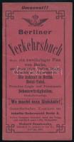 cca 1890 Berliner Verkehrsbuch, térképmelléklet nélkül, 72p