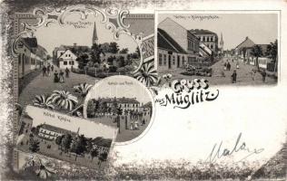 Mohelnice (Müglitz) with hotel and post Litho