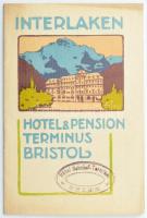 cca 1910-1920 Interlaken, Hotel & Pension Terminus Bristol képekkel illusztrált német nyelvű utazási prospektus