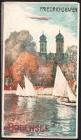 cca 1900-1910 Bodensee - Friedrichshafen német nyelvű utazási prospektus, címlapon a levegőben egy Zeppelin léghajó