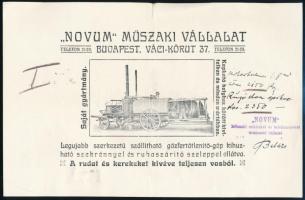 1914 "Novum" Műszaki Vállalat Bp Váci körút reklámlapja