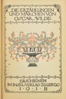 Oscar Wilde: Die Erzählungen und Märchen von Oscar Wilde. Lipcse, 1918, Insel. 65.-82. ezer. Német nyelven. Szecessziós illusztrációkkal. Modern félvászon kötés, az eredeti borítót meghagyva, előzéklapon ajándékozási sorokkal 1919-ből.