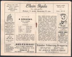 cca 1930 Az Omnia mozgószínház műsora, prospektus, címlapon Tábor János grafikája, hajtott
