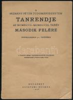 1948 A Pázmány Péter Tudományegyetem Tanrendje második félévre. Kiadói papírkötés, sérült gerinccel.