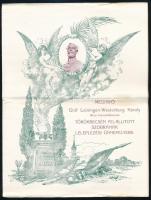 1911 Törökbecse, meghívó Gróf Leiningen-Westerburg Károly szobrának leleplezési ünnepélyére