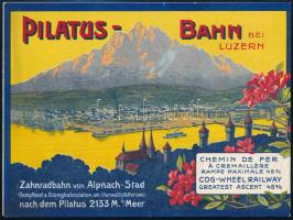 cca 1900 Pilatus-Bahn Luzern litho utazási prospektus