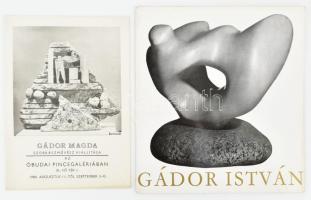 1971 Gádor István kiállítása, Műcsarnok, katalógus. 52p. + 1980 Gádor Magda szobrészművész kiállítása az Óbudai Pincegalériában, kihajtható kiállítási katalógus