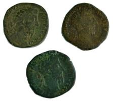 Római Birodalom ~II. század 3db-os bronz Sestertius érme tétel, benne Antoninus Pius T:F Roman Empire ~2nd century 3pcs bronze Sestertius coin lot, within Antoninus Pius C:F