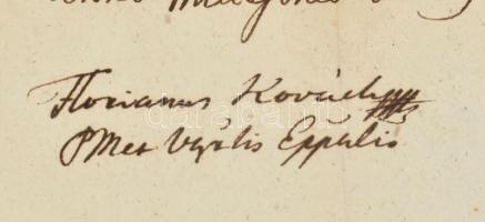 nagy-daróczi Kovách Flórián szatmári püspök autográf aláírással ellátott hivatalos fejléces irata pa...