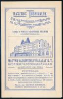 cca 1925 Hasznos tudnivalók a lőtt vad kezelésére, stb., kiadja a Magyar Vadkiviteli Vállalat, szép állapotban, 4p