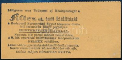1930 Napi belépőjegy a Budapesti Nemzetközi Vásárra, szép állapotban