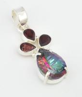 Ezüst(Ag) medál színes kövekkel, jelzett, 4×1,5 cm, bruttó: 5,3 g