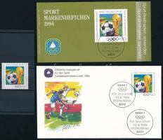 1994 Labdarúgó VB, USA bélyeg Mi 1718 + bélyegfüzet + emléklap + ETB (első hivatalos telefonkártya l...