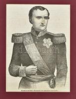 cca 1860 Napoleon herceg rotációs fametszet 14x21 cm Paszpartuban / Prince Napolen woodplate engraving