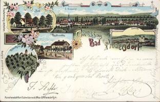 1899 Lajtapordány with restaurant, spa and turkish tower litho