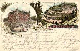 1897 Marianske Lazne, Marienbad; Hotel & Restaurant Egerländer, floral litho