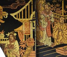 2 db festett fa posztamens japán, lakkozott fa 18x18 cm