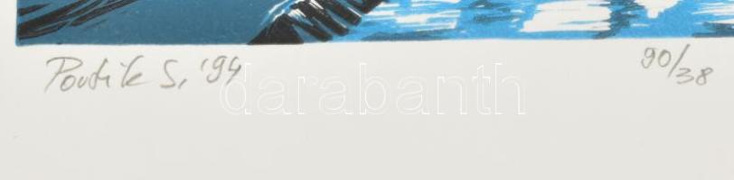 Portik Sándor (1959-): Gyergyószentmiklósi Fogarassy-út 1900 körül. Linómetszet, papír, jelzett, szá...