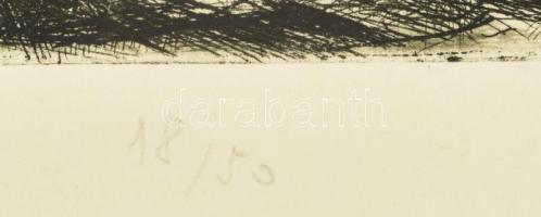 Tarjáni Simkovics Jenő (1885-1950): Kuruc járőr, rézkarc, papír, jelzett, számozott (18/50), törésny...