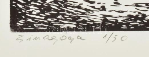 Magyar István (1949-): Zsinagóga. Szitanyomat, papír, jelzett, számozott (1/50), 20x30 cm