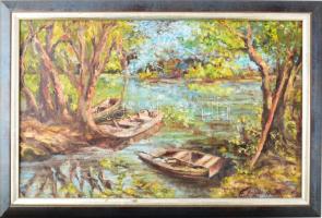 H. Molnár Magda (1935-2021): Sió holtág. olaj, kasírozott festőkarton Jelezve jobbra lent: H Molnár Magda 06 Keretben 35x55cm