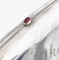 Érdekes formájú szecessziós ezüst (Ag) cigaretta tárca. Piros kővel. Gravírozott Etelka 1907 93g 12x...