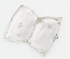 Érdekes formájú szecessziós ezüst (Ag) cigaretta tárca. Piros kővel. Gravírozott Etelka 1907 93g 12x...
