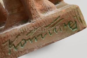 Kőműves László: Szamaras vitéz. Terrakotta, jelzett, kopásnyomokkal, 1930 körül, m: 23 cm