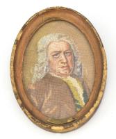 J. S. Bach portréja. Gobelin, XIX. sz. Üvegezett keretben 15x11 cm