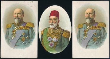 cca 1916 A Tengelyhatalmak vezetői: Ferenc József, IV. Károly, Simeon cár, II. Vilmos, stb., 6 db li...