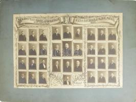 1911 A Budapesti Hentes Ipartestület tagjainak tabló képe. Nagy méretű kartonon 49x35 cm