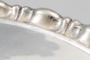 Ezüst (Ag) tálca hólyagos peremmel Jelzett, dianás, mesterjegyes 493 g 37x27 g