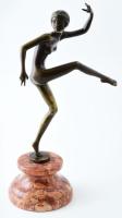 Ribot art deco táncos bronz szobor, márvány talapzaton. Jelzett 35 cm