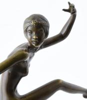 Ribot art deco táncos bronz szobor, márvány talapzaton. Jelzett 35 cm