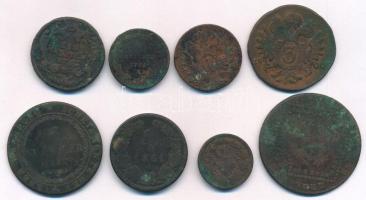 1762-1891. 8db-os Habsburg Cu érmetétel, közte 1807S 15kr Cu "I. Ferenc" + Ausztria 1891. ...