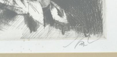 Szász Endre (1926-2003): Ifjúság és vénség. Rézkarc, papír, jelzett, üvegezett keretben 31x19 cm