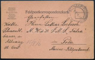 1916 Tábori posta levelezőlap &quot;ATTNANG-PUCHHEIM&quot; az S.M.S. Tátrára