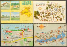 39 db MODERN térképes képeslap / 39 modern map motive postcards