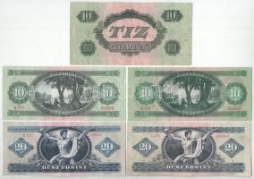 9db-os, nagyrészt forint bankjegy tétel, közte 1944. 10P "A Vöröshadsereg Parancsnoksága" ...