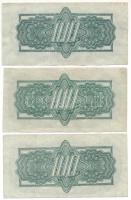 Csehszlovákia 1944. 100K (3x) T:F közte kis szakadás
Czechoslovakia 1944. 100 Korun (3x) C:F small ...