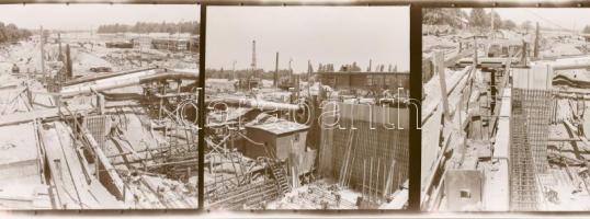 Eltérő időben készült felvételek a METRÓ építésről és a kapcsolódó létesítményekről, föld felett és ...