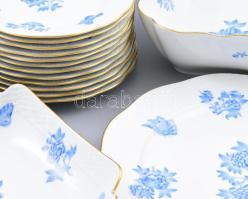 Herend Fortuna Blue mintás 42 darabos étkészlet. 2 darab négyszögletes kínáló 25,5x25,5x9,5 cm és 25...