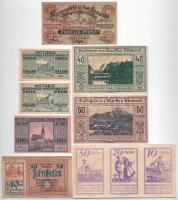 Ausztria 1920. 8db-os vegyes osztrák szükségpénz tétel T:UNC-XF hajtatlanok, folt, az egyiken több kis gyűrődés Austria 1920. 8pcs of mixed austrian necessity banknote lot C:UNC-XF unfolded, spot, several small creases on one