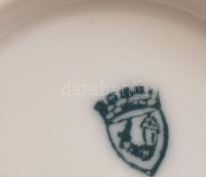 Ifj. Grünwald Mór kávéházi csésze és kiöntő, klf jelzésekkel, kopással, m: 6-12 cm