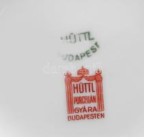 Hüttl Budapest antik cukortartó, fedél nélkül, repedéssel, jelzett