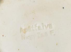 Apátfalva antik kínaizáló ékszeres tálka, masszába nyomott jelzéssel, kopással, d: 11 cm