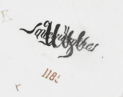 Sarreguemines virágmintás alátét, jelzéssel, matricás, kopással, d: 16 cm