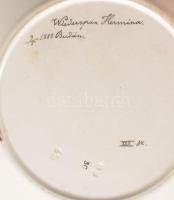 1888, Buda, Futóvirággal festett fajansz dísztál, Wienerspan Hermina festő megjelöléssel, kis kopott...