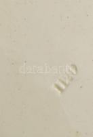 cca 1880 madármintával és virágmintával festett fajansz dísztál, sorszámmal jelzett, minimális kopás...